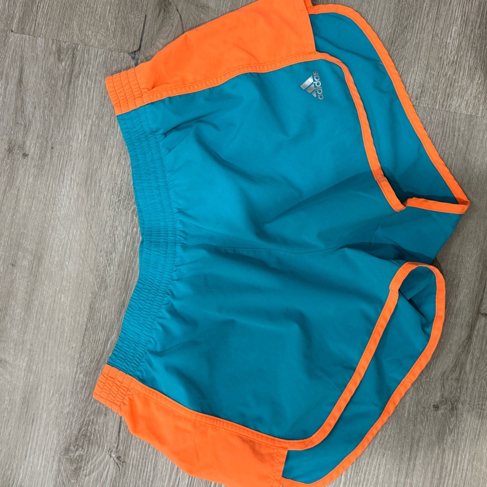 Adidas Turquoise and Orange Sports Shorts